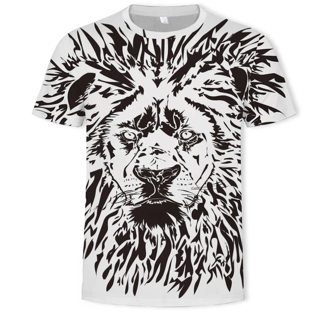 3D printing Lion Men T-Shirt Fashion O-Neck Casual Trend Short Sleeve Oversized T-Shirt Selling Punk Streetwear All-Match Tops T410