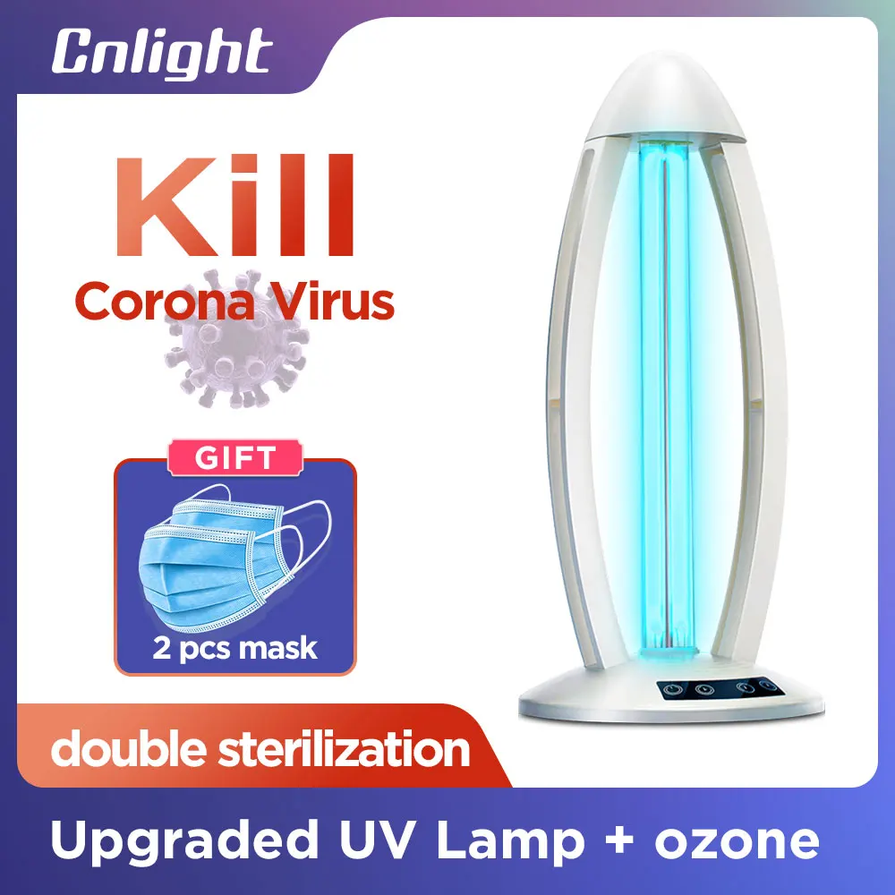 

Cnlight 38 60W UV Sterilizer Lamp Timer Remote Control UVC Ultraviolet Disinfection Light Desktop Ozone Portable Germicidal Lamp