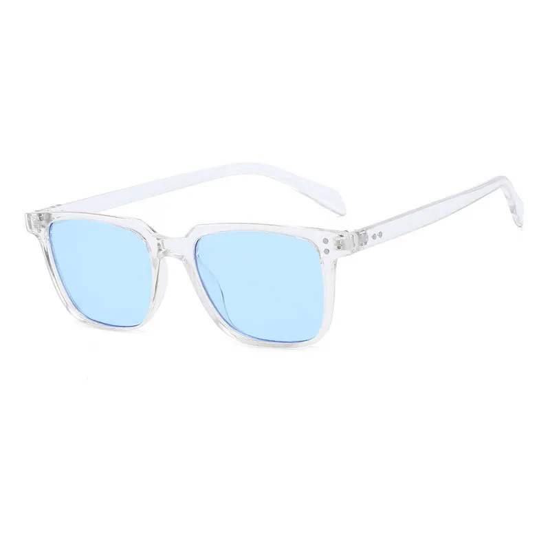 Transparent Blue HUHAITANG Роскошные авиационные Квадратные Солнцезащитные очки Мужские брендовые дизайнерские солнцезащитные очки Винтажные Солнцезащитные очки для женщин высококачественные солнцезащитные очки - Цвет линз: Transparent Blue