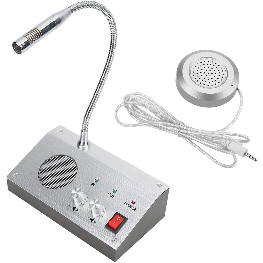 Noise-Free Dual-Way Bank//Office//Store//Station Window,Silver Window Counter Intercom Interphone