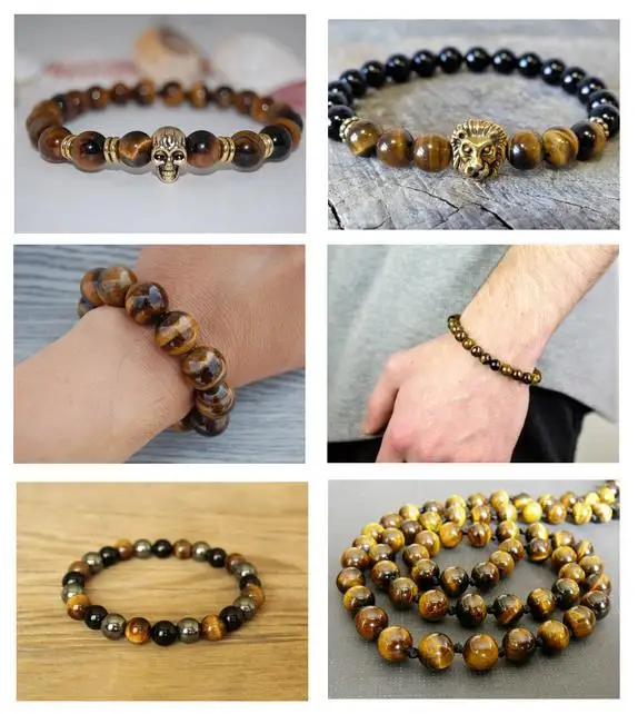 Natural Gem Stone Yellow Tiger's Eye Round Loose Beads For Jewelry Making Strand 15