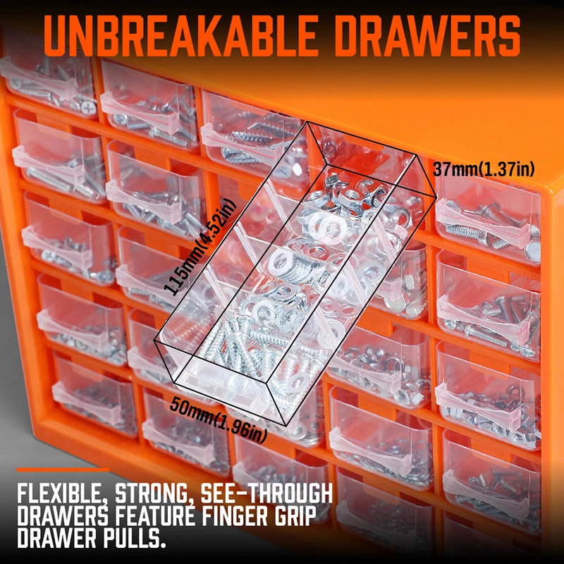 Tool Storage Box Parts Storage Box Plastic Tool Box Storage Organizer Box 25 Multi-grid Drawer Parts Box Wall-mounted Screw Classification Component Box Tool Case Electronic Components Storage ToolBox