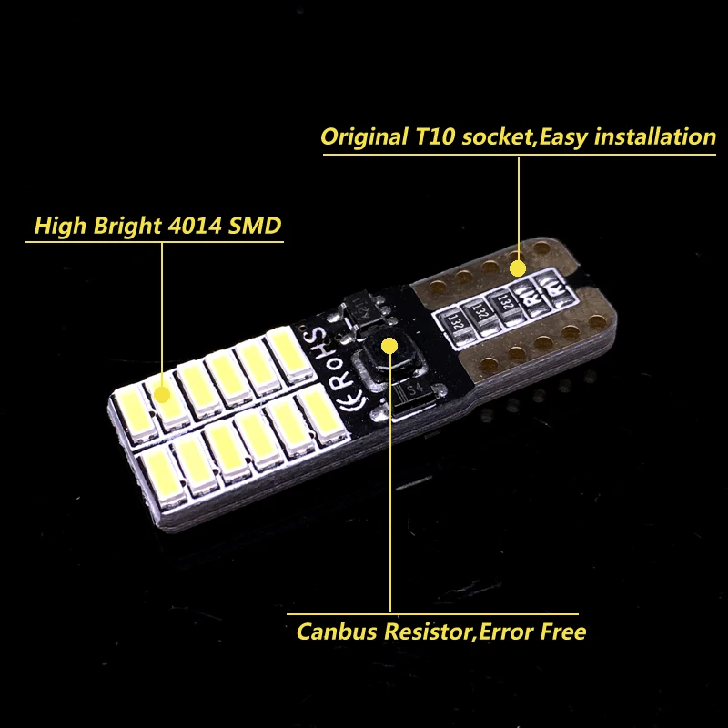 Автомобильный светодиодный светильник T10 194 W5W Canbus 24 SMD 4014 светодиодный светильник без ошибок светодиодный светильник для парковки автомобиля стильные автомобильные лампы автомобильные аксессуары