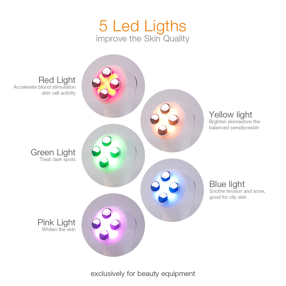Billige 6 in 1 LED RF Photon Therapie Gesichts Haut Lifting Verjüngung Vibration Gerät Maschine EMS Ionen Mikrostrom Mesotherapie Massager