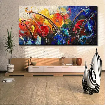 

Hand Painted Abstract Oil Painting Violin Cello Artist Graffiti Texture Oil Painting Wall Art Wall Painting For Live Room Home