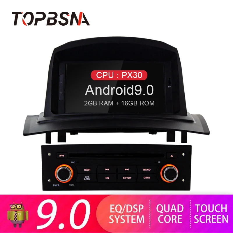 Excellent TOPBSNA 1 Din Android 9.0 Car DVD Player For Megane II 2002-2008 GPS Navi USB Mirror link Automotive AUX headunit WiFi Audio USB 0