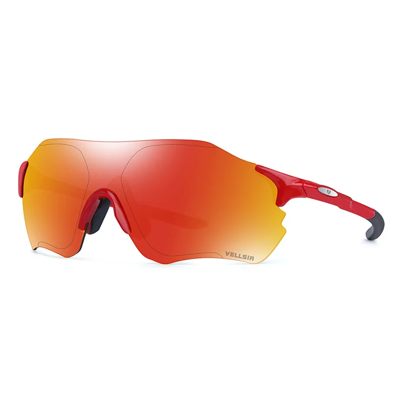 Поляризованные 3 объектива Набор для верховой езды очки бескаркасные рамы велосипедные очки MTB велосипедные солнцезащитные очки большие очки велосипедные очки - Цвет: Red Black Red