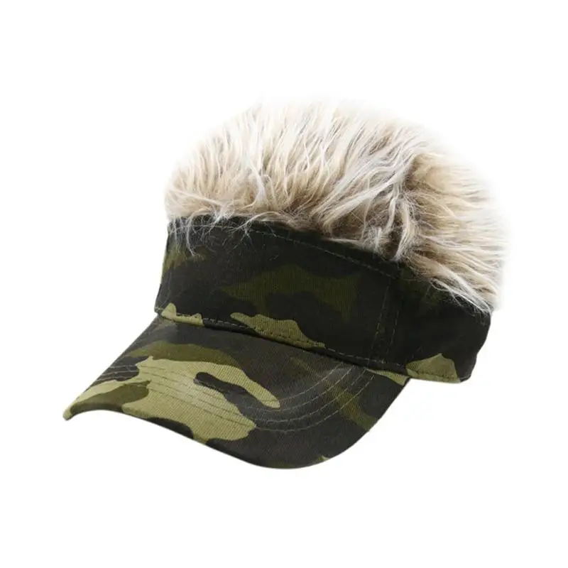 Unisex Woman Baseball Cap Wig Man Hat Adjustable Sun Block Headwear (Green Camouflage Blonde Hair 56-60cm Adjustable) | Аксессуары для