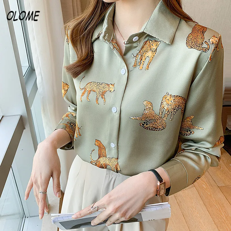 Europe America Women Blouses Ladies Shirts 2021 Spring Autumn  Leopard Printed Long Sleeve Blouse Shirts Blusas Mujer Female Top fashion casual summer sexy denim shorts high waist ladies 2021 new women s streetwear plus size shorts jeans