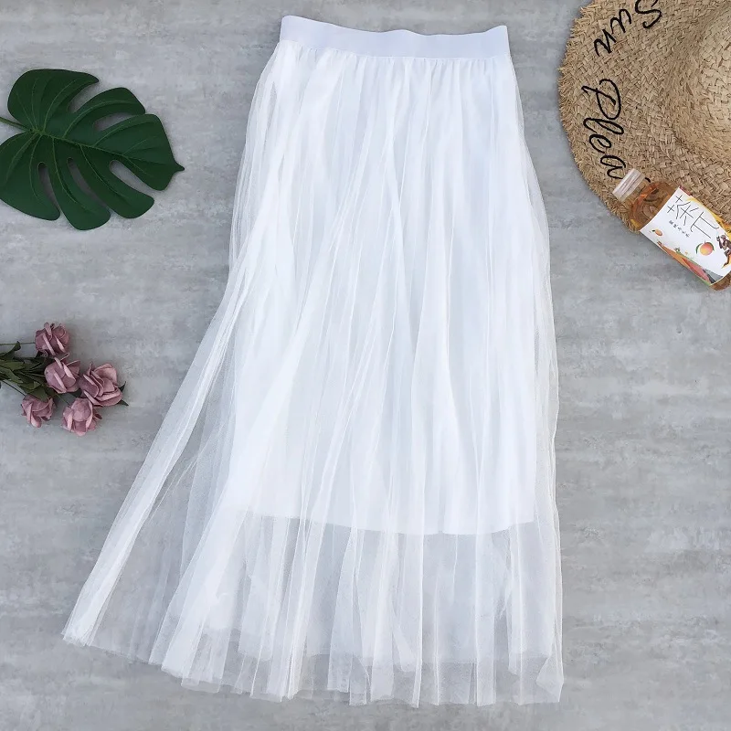 Autumn& Winter New Arrival Korean Version High Waist Mesh Skirt Pleated Skirt Double Layer Skirt Pettiskirt Free Shipping