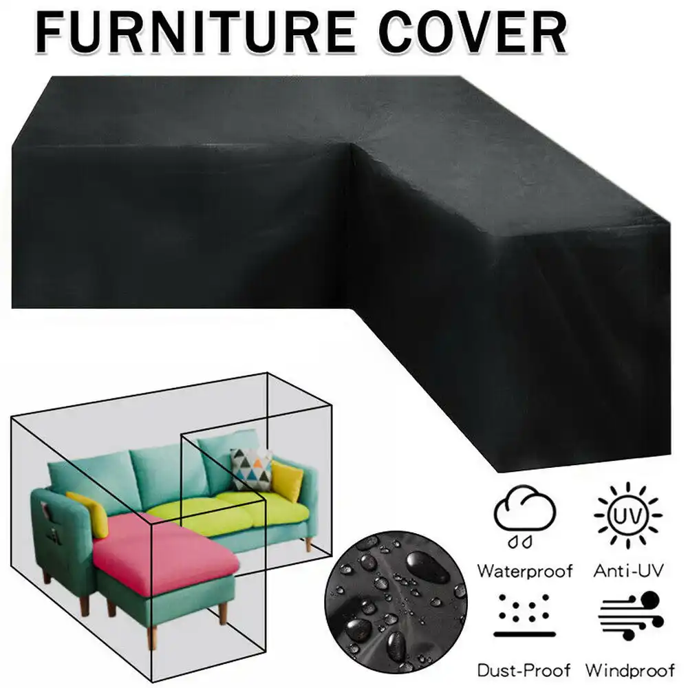 2pcs Waterproof L Shape Patio Furniture Cover Sofa Throws Elastic Stretch Sofa Cover Waterproof Heavy Duty Windproof Anti Uv Sofa Rattan Cover For Outdoor Garden Patio Furniture Covers Sofa Covers