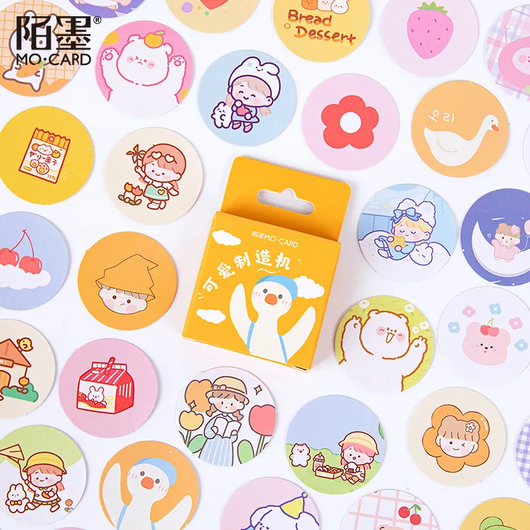 Cute Animal Collection Decorative Stationery Cartoon Round Stickers Scrapbooking DIY Diary Album Stick Lable afbeelding