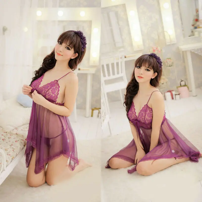 Женское кружевное сексуальное нижнее белье ночное платье стринги ночная