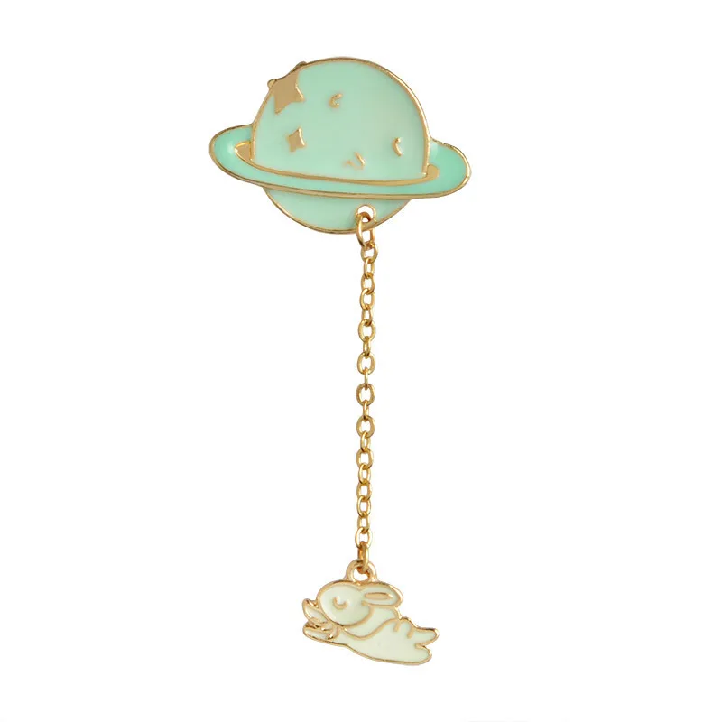 

Wish Hot Selling Personalized & Creative Planet Series Pilots/White Rabbit Cartoon Oil Drop Brooch Europe And America Accessorie