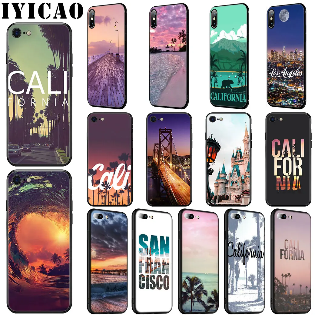IYICAO California дорожный роскошный мягкий силиконовый чехол для iPhone 11 Pro Max XR X XS 6 6S 7 8 Plus 5