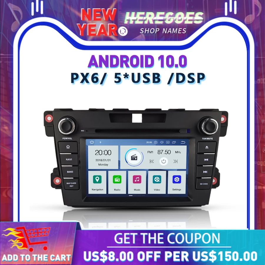 PX6 DSP IPS Android 10 4GB + 64GB RDS Radio GPS map Bluetooth 5.0 wifi Car multimedia DVD player for Mazda CX7 2009 2010 -2014 | Автомобили