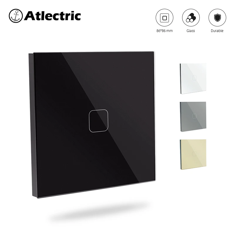 

Atlectric Switches Sensor Switch Wall Touch Light Switch Glass Panel Smart Home Crystal LED Backlight 1/2/3gang Touch Switches