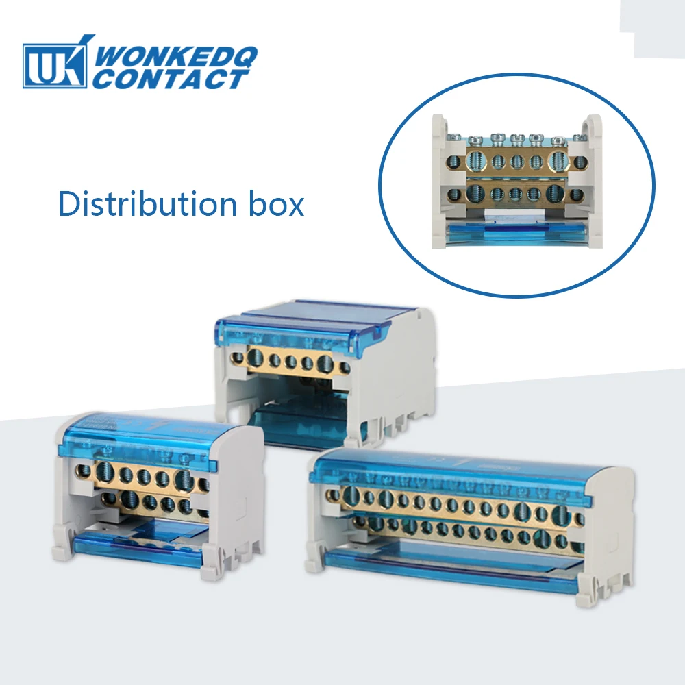 Din Rail Terminal Block WKH-207/211/215/407/411/415 Modular Distribution Block Screw Universal Electric Wire Power Junction Box