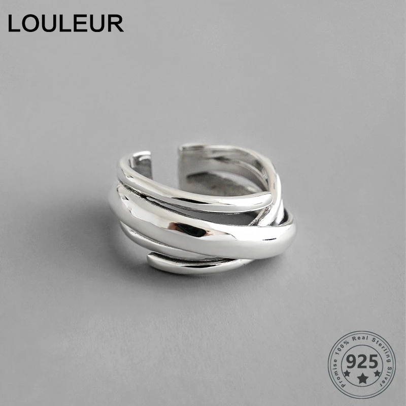 Женские многослойные кольца LouLeur Необычные винтажные Открытые Кольца из