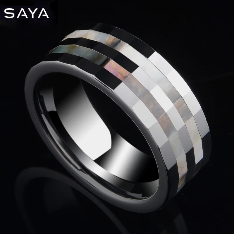 

Trendy 8mm Tungsten Wedding Ring Unisex Wedding Band High Polished with Two Pieces Shells Comfort Fit Size 7-11 Free Gift Box