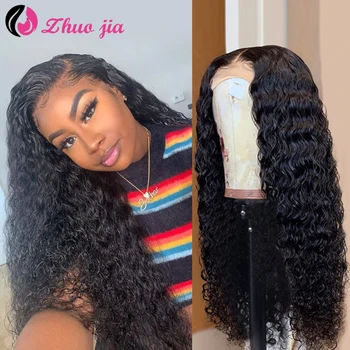 

ZHUOJIA Kinky Curly Wigs 13x6 Lace Frontal Wig Malaysian Human Hair Curly Wigs 250% Density Remy Hair Pre-Plucked Lace Front Wig
