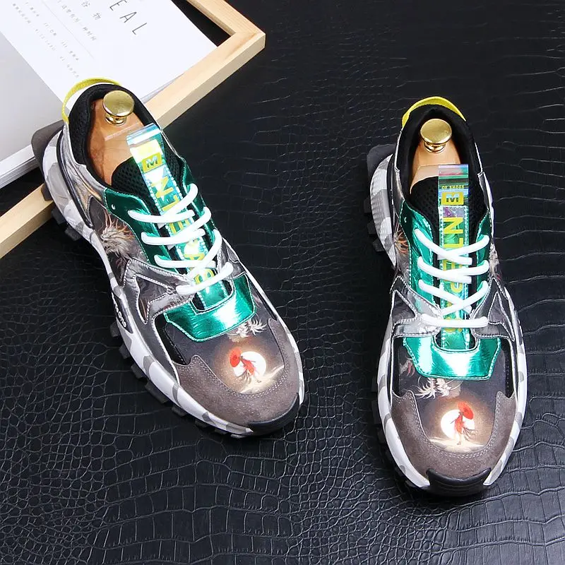 Кроссовки мужские с принтом Повседневные Дышащие на толстой подошве в китайском