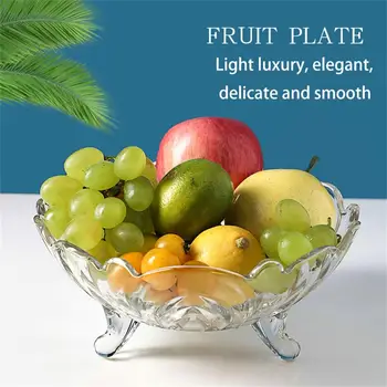 

Crystal Glass Fruit Tray Modern Living Room Coffee Table Creative Snack Tray Basket Home Candy Plate