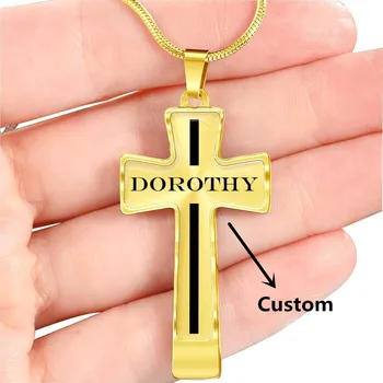 

Personalized Name Cross Pendant Necklace For Women Men Custom Name Resin Pendant Chain Necklace Jewelry Gift
