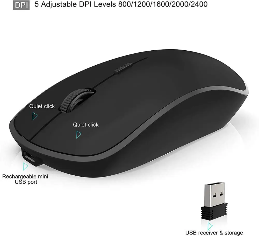 Kopen Draadloze toetsenbord en muis Ergonomische draagbare oplaadbare toetsenbord en muis, voor desktop, TV, laptop zwart Toetsenbord Muis