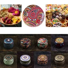 

Retro Floral Tin Can Drum-shaped Candy Cookie Box Tin Boxes Cookie Candy Tea Storage Box Candy Gift Case Festive Party Supplies