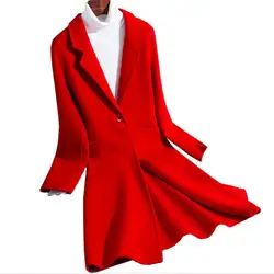 2019 зимнее двустороннее кашемировое пальто женское длинное шерстяное пальто на одной пуговице тонкое шерстяное пальто