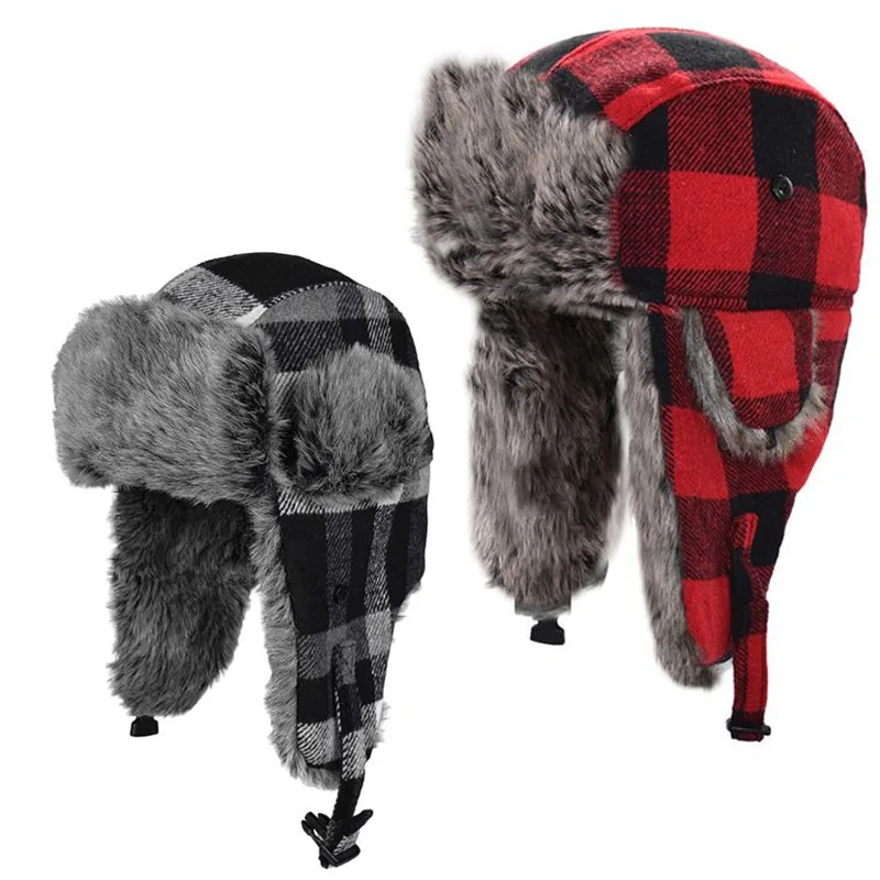 Winter Hats For Mens Bomber Hat Fur Red 