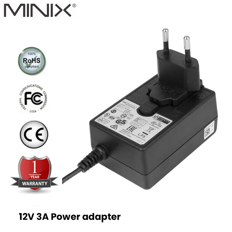

MINIX Converter Adapter To DC 12V 3A Power Supply Wall Charger DC Adapters For MINIX NEO Z83-4 J50C-4 N42C-4 EU AU US UK Plug