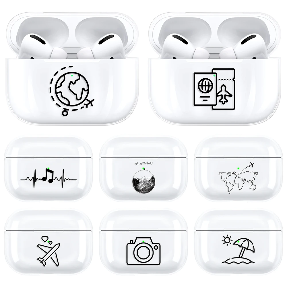 Прозрачный жесткий чехол из поликарбоната для Apple AirPods Pro, чехол, классный милый чехол с рисунком для AirPods Pro Air Pods Pro Funda, простая карта