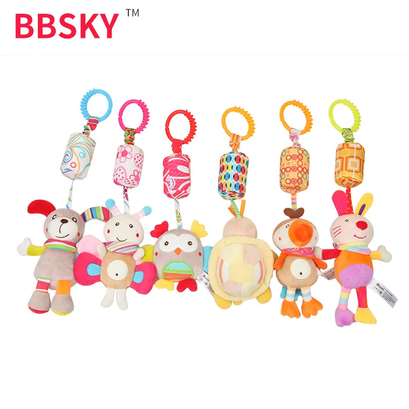 Bbsky многофункциональные Мультяшные животные Младенцы ветер колокольчик погремушка детская коляска подвесные плюшевые игрушки