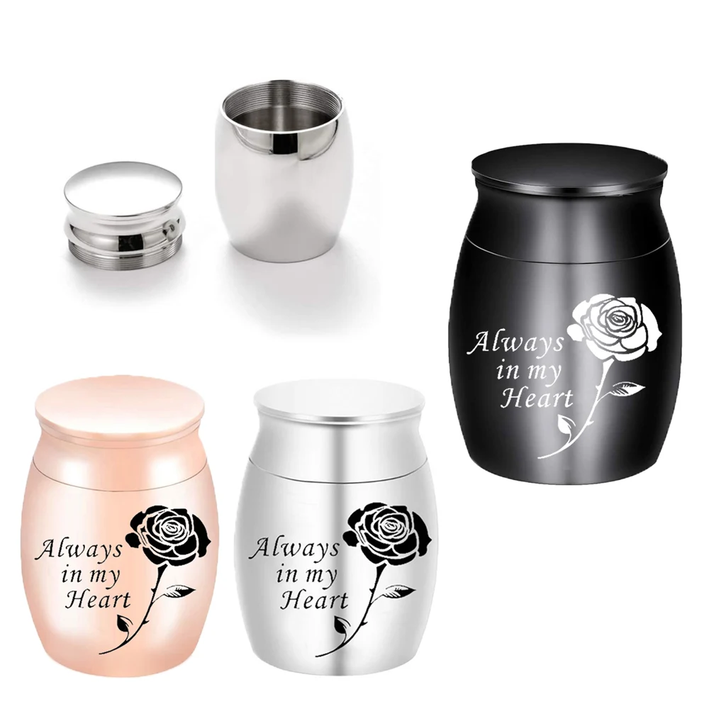 

Small Urn for Ashes Mini Ashes Keepsake Small Cremation Urn for Human Pet Ashes Aluminum Alloy Holder Rose urn for ashes
