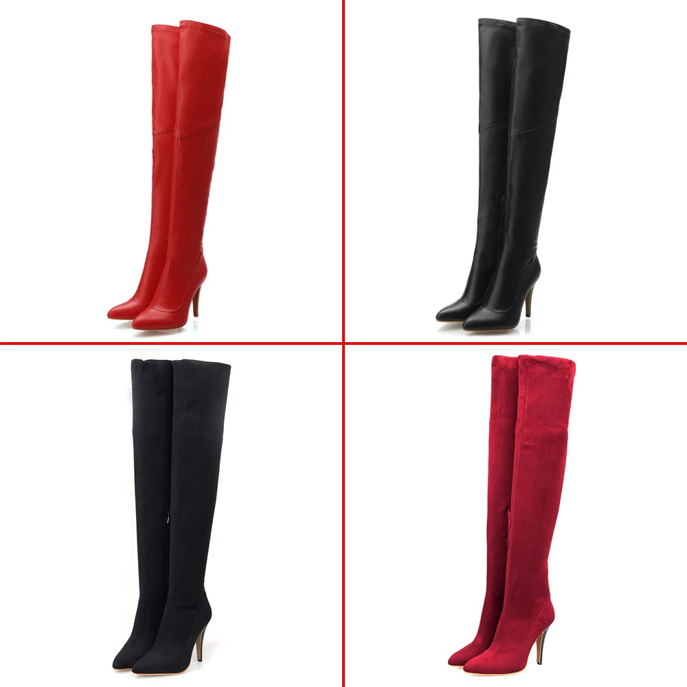 Sexy High heels over the knee boots women thigh high boots Ladies Autumn winter Long shoes woman Black Red