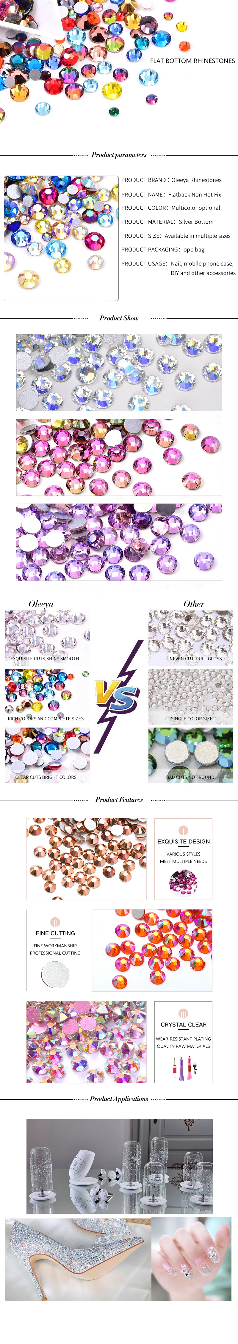 Oleeya Nail Art Non hot fix rhinsetones New Colors