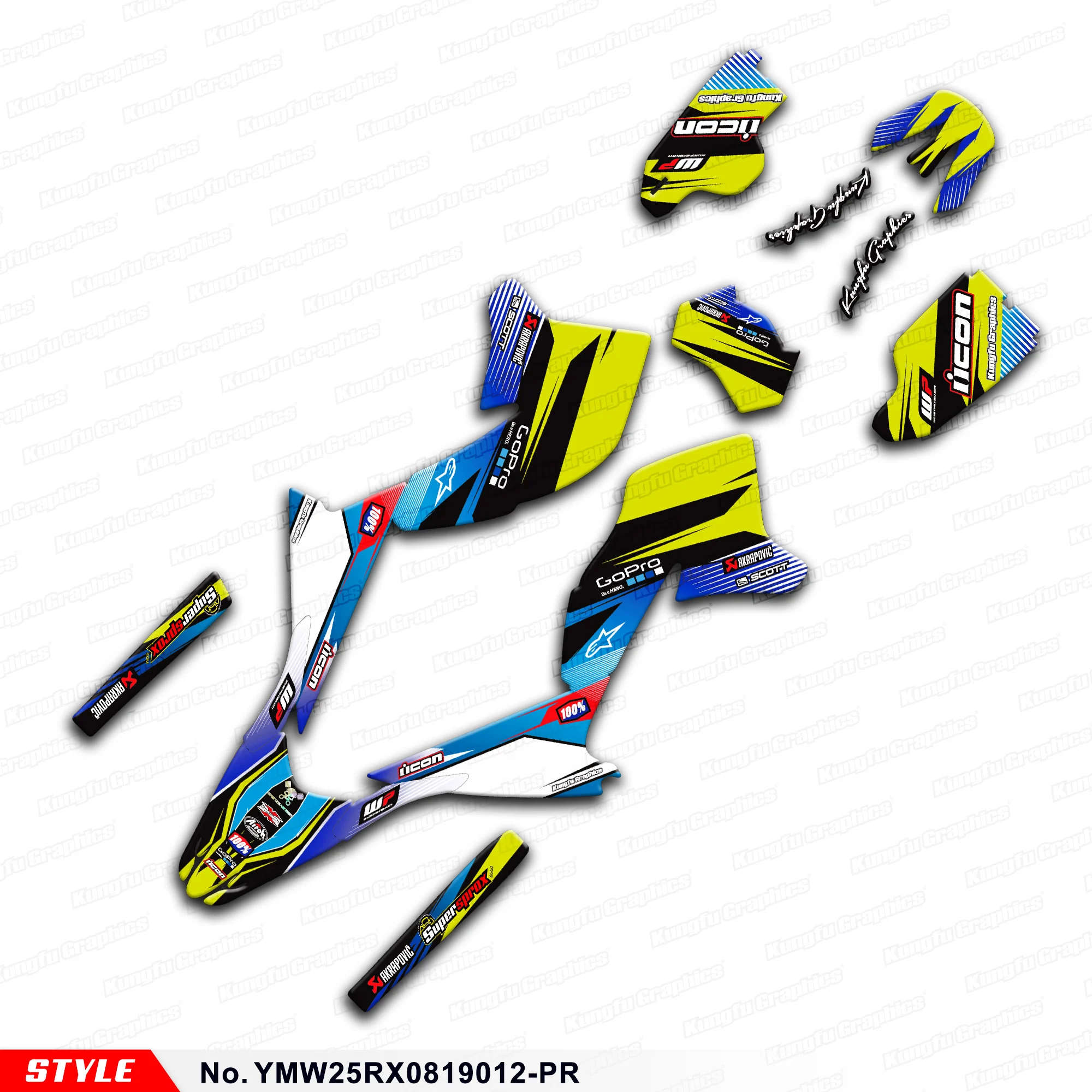 

Aftermarket Motocross Graphics Kit for WR250X WR250R 2008 2009 2010 2011 2012 2013 2014 2015 to 2020, Style No.YMW25RX0819012-PR