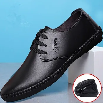 

Spring 2020 men's British shoes casual bean shoes round pu shoes strap lazy shoes