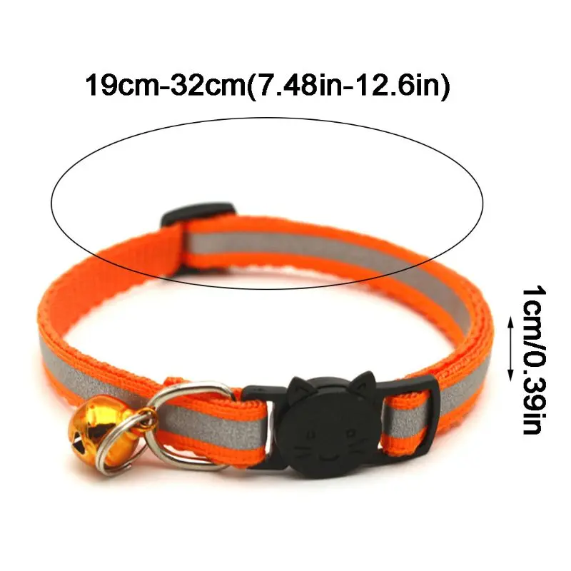 12 Pcs Cat Collar Reflective Breakaway with Bell Colorful for Kitten or Puppy 95AA 12 Pcs Cat Collar Reflective Breakaway with Bell Colorful for Kitten or Puppy 95AA