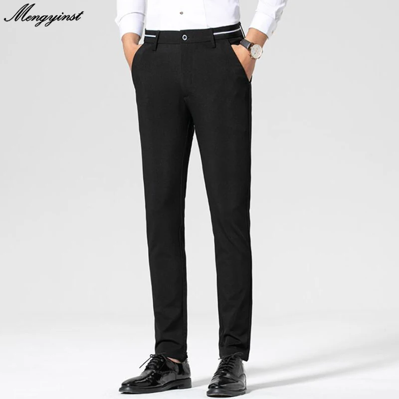 2021 мужские брюки из хлопка Бизнес Стиль мужской Slim Fit Брюки однотонные Длинные