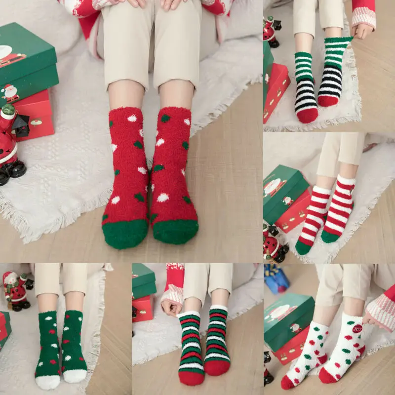 1 пара новых милых женских мягких пушистых уютных постельных носков зимние теплые рождественские подарки повседневные рождественские флисовый носок с забавным принтом