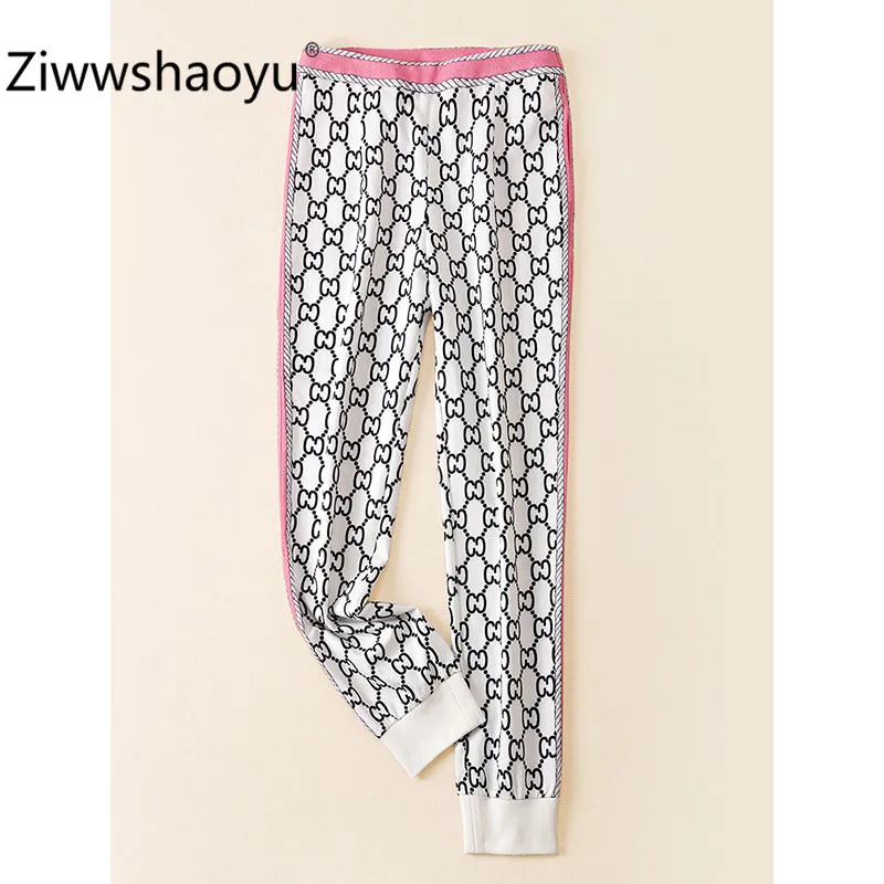 Ziwwshaoyu/Модный осенне-зимний повседневный комплект из двух предметов, женские штаны с буквенным принтом высокого качества