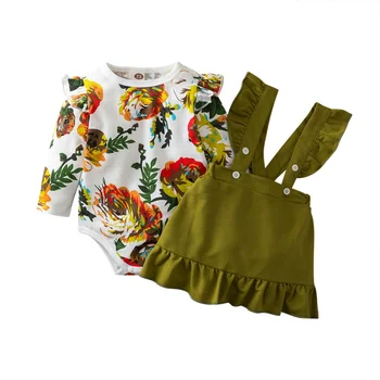 

Toddler Kid Baby Girls Clothes Set Long Sleeve Lace Ruffles T shirt Tops + Bow Tutu Strap Skirts Princess Kid Costumes#1