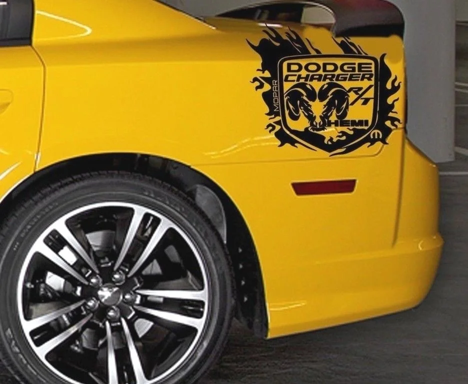 

For 2Pcs/Pair SiDE back fender Graphic Decal Sticker for Dodge CHarger custom made RT hemi