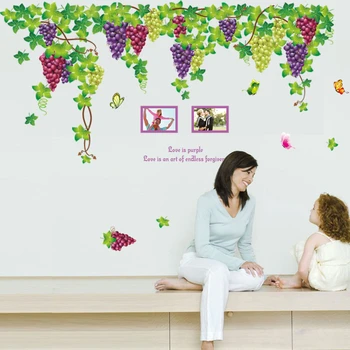 

Purple Grape Wall Stickers For Home Decor Living Room Dining Room Wall Art Poster Mural Diy Removable Pvc Waterproof Decals
