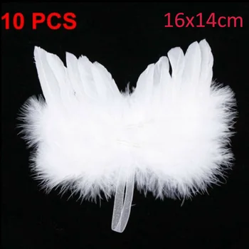 

5 sizes Ornament 10pcs White Vintage Hanging Angel Wings Tree Wedding Party