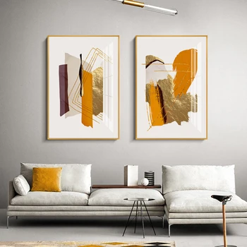 

RELIABLE ART Abstract Gold Pictures For Home Canvas Painting Wall Art For Living Room Decoration Orange Posters And Prints