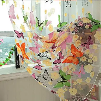 

Butterfly Sheer Curtains For Living Room Bedroom Colorful Voile Tulles Blinds Kitchen Window Treatments Panel Drapes
